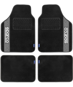 Set 4 tappetini neri e grigi per auto sparco in moquette